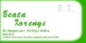 beata korenyi business card